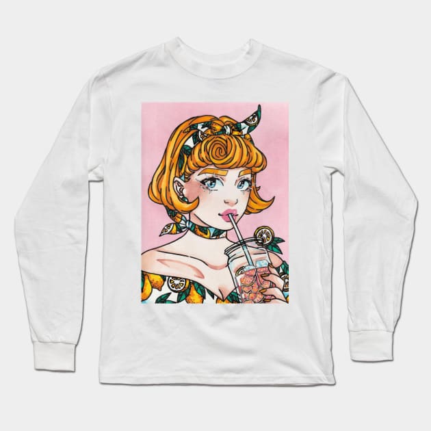 Pink Lemonade Long Sleeve T-Shirt by bukkbianka